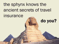 The sphynx knows the ancient secrets of travel insurance.  Do you?